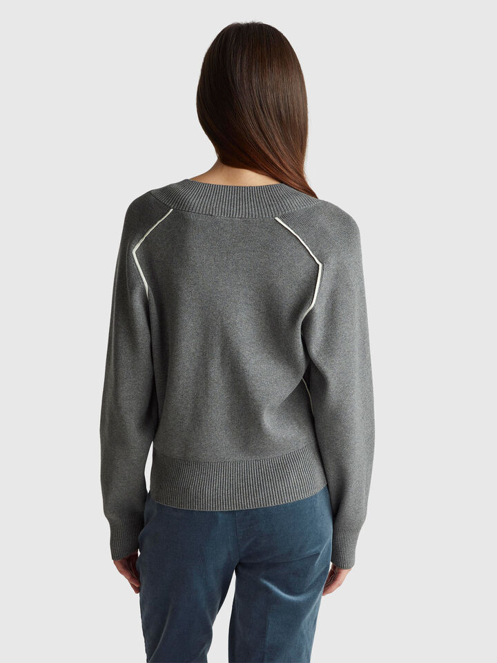 V NECK SWEATER L/S Mujer image number 2